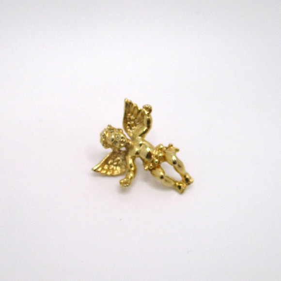 Vintage Kirks Folly Goldtone Tiny Angle Cherub Baby Wings Push Pin - Picture 1 of 4